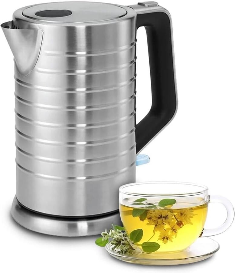 Elektrische Waterkoker RVS Waterkoker Warme Dranken Bereiden Éénhandig Veiligheidsdeksel 1.7 liter Zilver