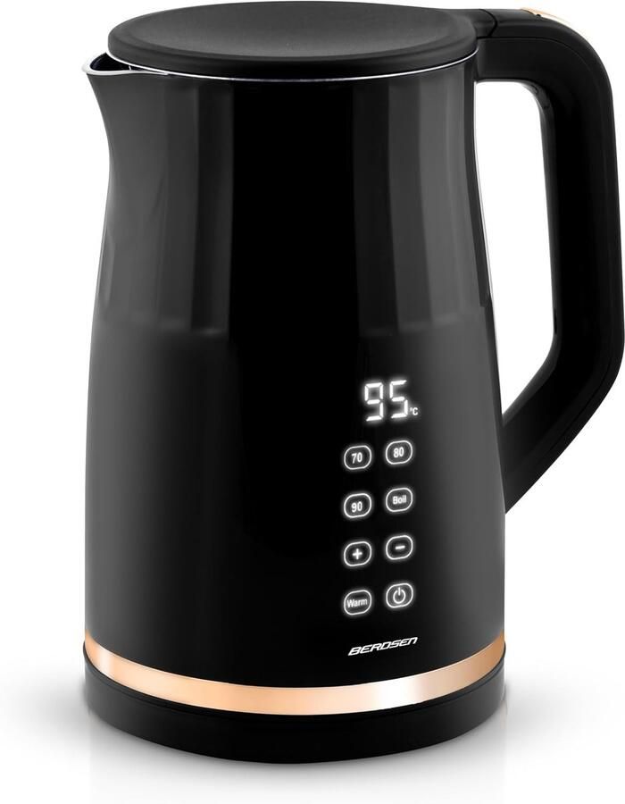 Elektrische Waterkoker Snel Koken Thee en Koffie Temperatuur Instelbaar 17 Liter Zwart Goud