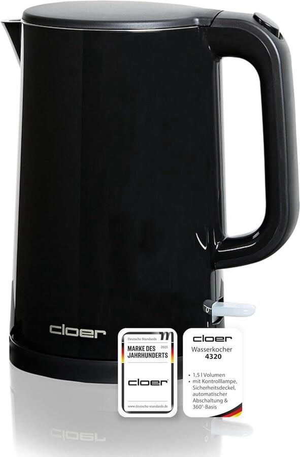 Elektrische Waterkoker Snel Water Koken Dagelijks Gebruik Dubbelwandige Isolatie 15 Liter Capaciteit Zwart