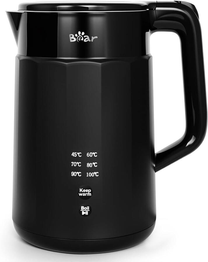 Elektrische Waterkoker Snel Water Koken Dranken Bereiden 6 Temperatuurstanden 17 Liter Zwart