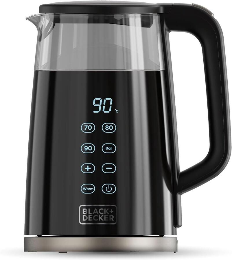 Elektrische Waterkoker Snel Water Koken Thee Koffie Maken 7 Temperatuur Niveaus 17 Liter Capaciteit Zwart