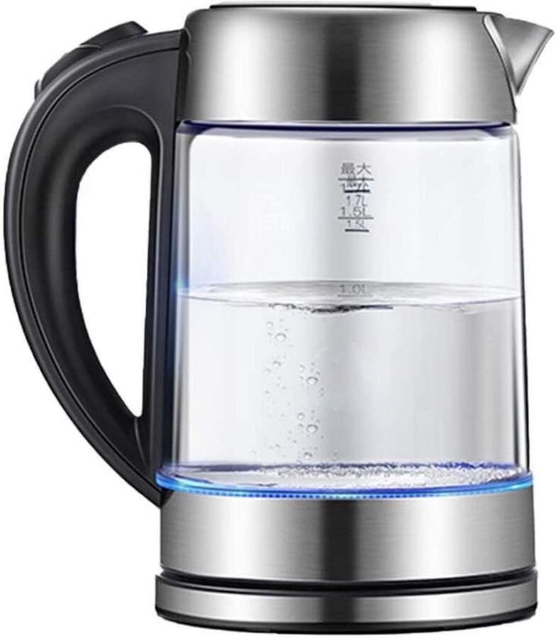 Elektrische Waterkoker Snelkoker Glas Snel Water Koken Automatische Uitschakeling 1.7 Liter Transparant