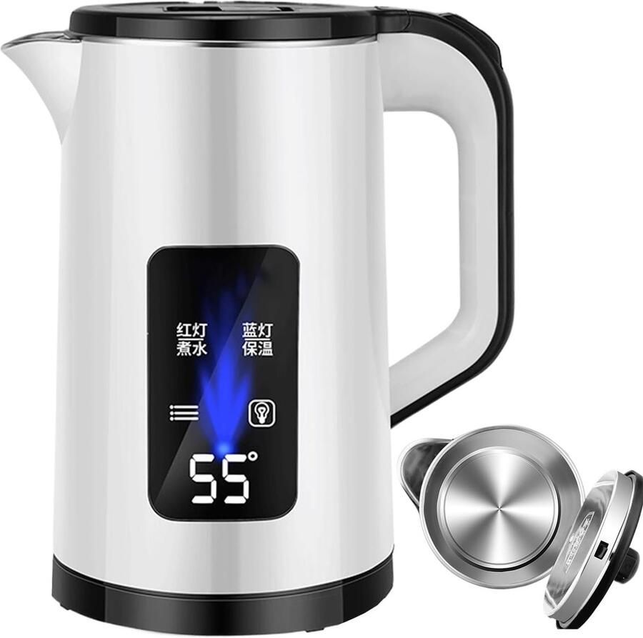 Elektrische waterkoker Snelkoker theeketel Directe verwarming Roestvrij staal 20x23x20 cm Wit