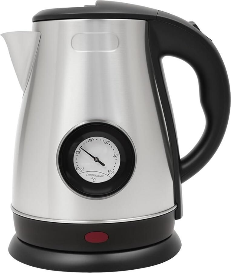Elektrische Waterkoker Snelkoker Warm Water Thee Koffie Zetten Temperatuur Display 1.8 Liter Zilver Zwart
