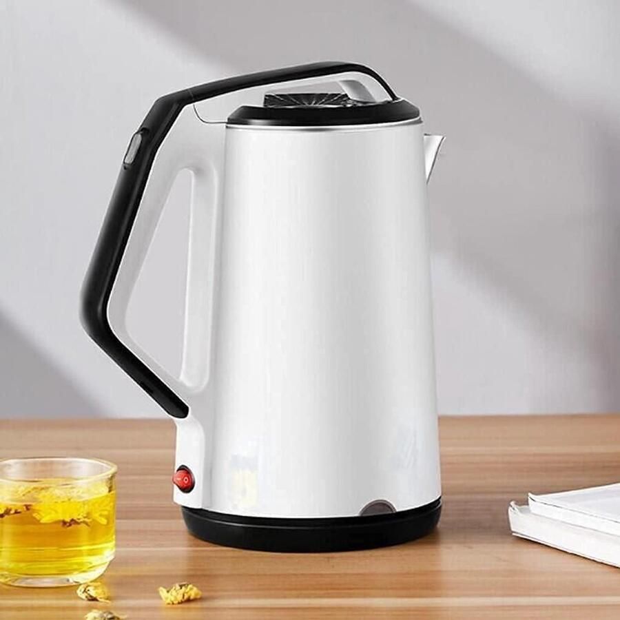 Elektrische Waterkoker Snelkook Waterkoker Koffie en Thee Zetten Dubbele Wandstructuur 2.8 Liter Zilver