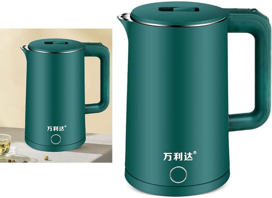Elektrische Waterkoker Snelkookpan Theepot Snel Water Koken Dubbele Laag Anti-broei 2.3L Groen