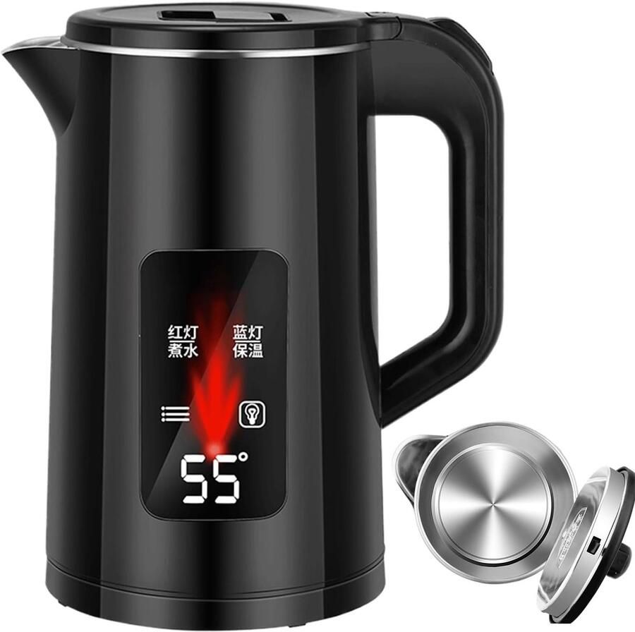 Elektrische Waterkoker Snelkookpan Theepot Thuis Gebruik Roestvrij Staal 28x22x20 cm Zwart