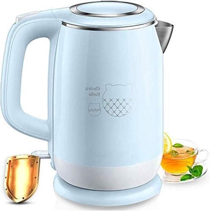 Elektrische Waterkoker Snelkookpan Water Koken Dubbelwandige Isolatie 1.5L Zilver