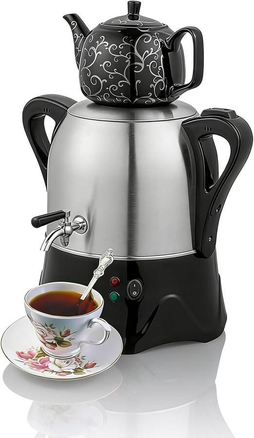 Elektrisch theezetapparaat Theepot kookpot Thee zetten Warmhoudfunctie 4 liter Zwart