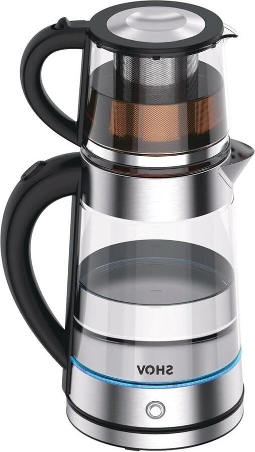 Elektrische Waterkoker Theeapparaat Thee Zetten 2-in-1 Functie 1.7 Liter Zilver