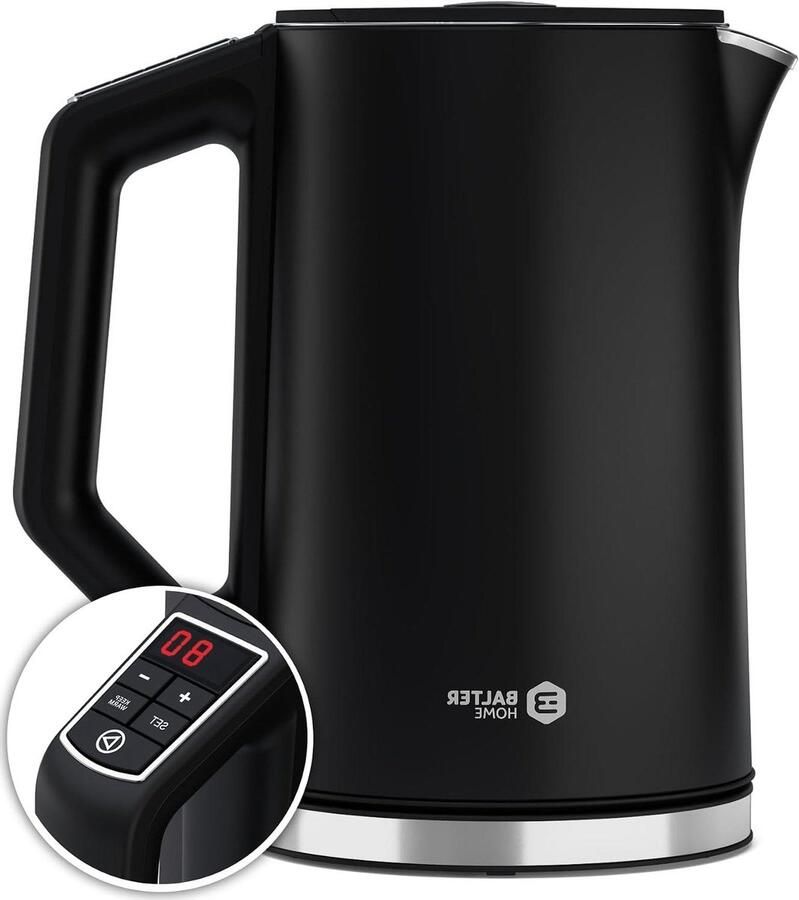 Elektrische Waterkoker Theedoeken Ketel Temperatuur Kiezen Dubbelwandig RVS 15 Liter Zwart