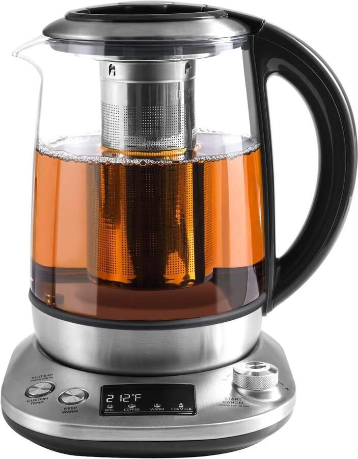 Elektrische waterkoker Theeketel met zeef Thee zetten 9 zetprogramma's 17 Liter Roestvrij staal
