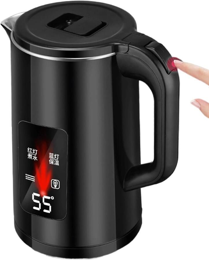 Elektrische Waterkoker Theeketel RVS Snel Water Koken Houdt Warmte Vast 20x19x30cm Zwart
