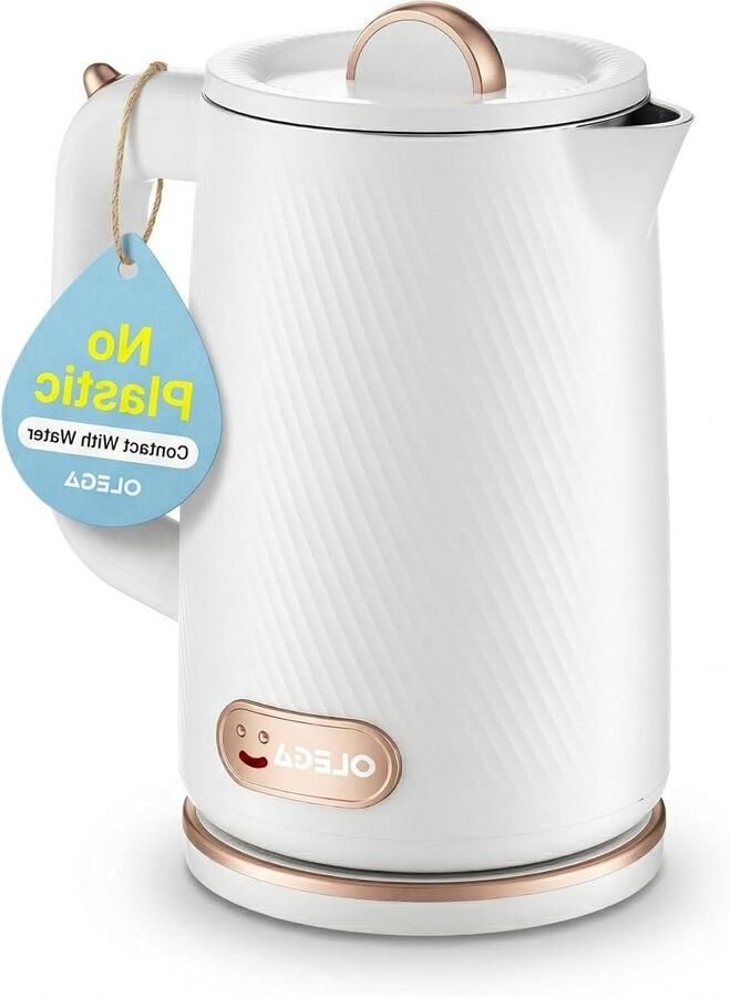 Elektrische Waterkoker Theeketel Snelkoker Snel Water Koken Dubbelwandig Koel Design 1.8 Liter Wit
