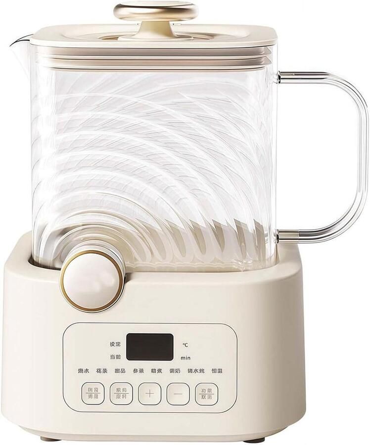 Elektrische Waterkoker Theeketel Warmer Dranken Bereiden Glas met Borosilicaat 1.2L Zwart
