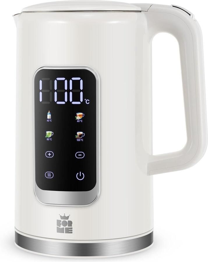 Elektrische Waterkoker Theeketel Warmhoudfunctie Temperatuur Instellen Digitale LED Weergave 17 Liter Wit