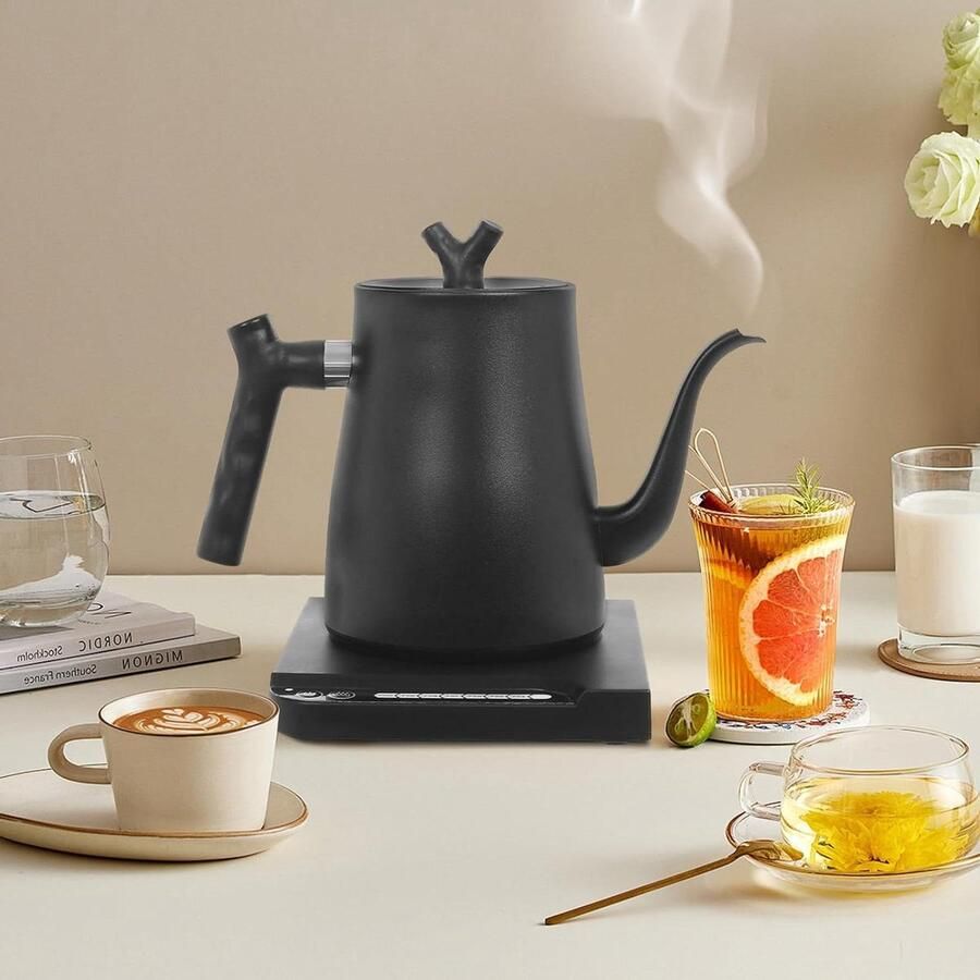 Elektrische Waterkoker Theeketel Zwanenhals Koffie Thee Brouwen 7 Temperatuur Niveaus 1 Liter Zwart