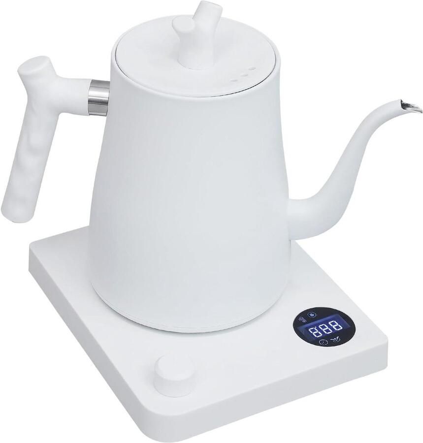 Elektrische Waterkoker Theekoker Koffiezetter Precies Thee Zetten Zwanenhals Uitloop 1 Liter Wit