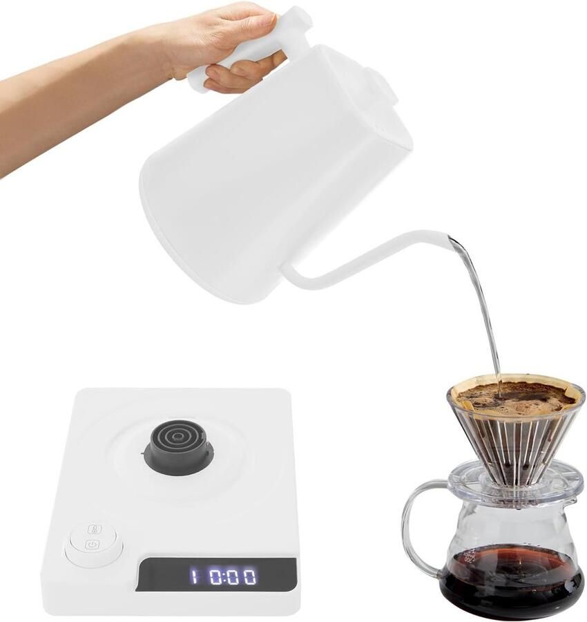 Elektrische Waterkoker Theekoker Zwanenhals Precisie Thee Zetten Instelbare Temperatuur 1 Liter Wit