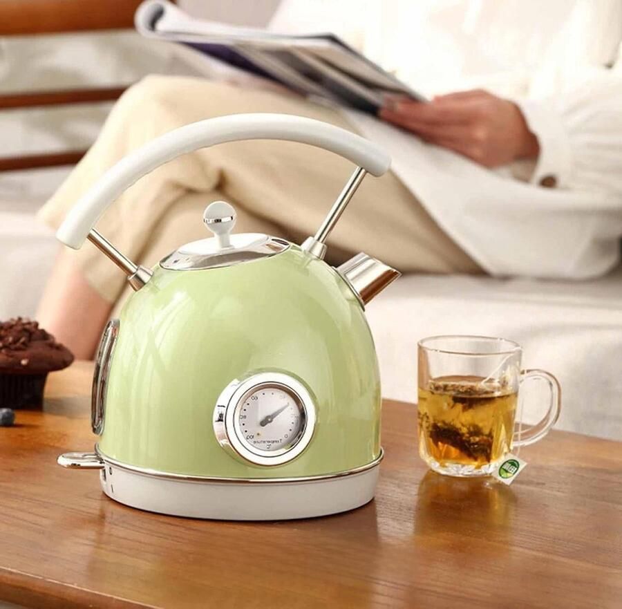 Elektrische Waterkoker Theepot Display Intelligente Temperatuurregeling 360° Verwarming 1.8L Capaciteit Groen