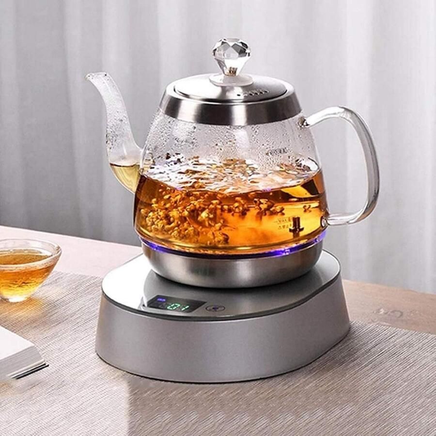 Elektrische Waterkoker Theepot Glas Snel Water Koken Instelbare Temperatuur 1 Liter Transparant