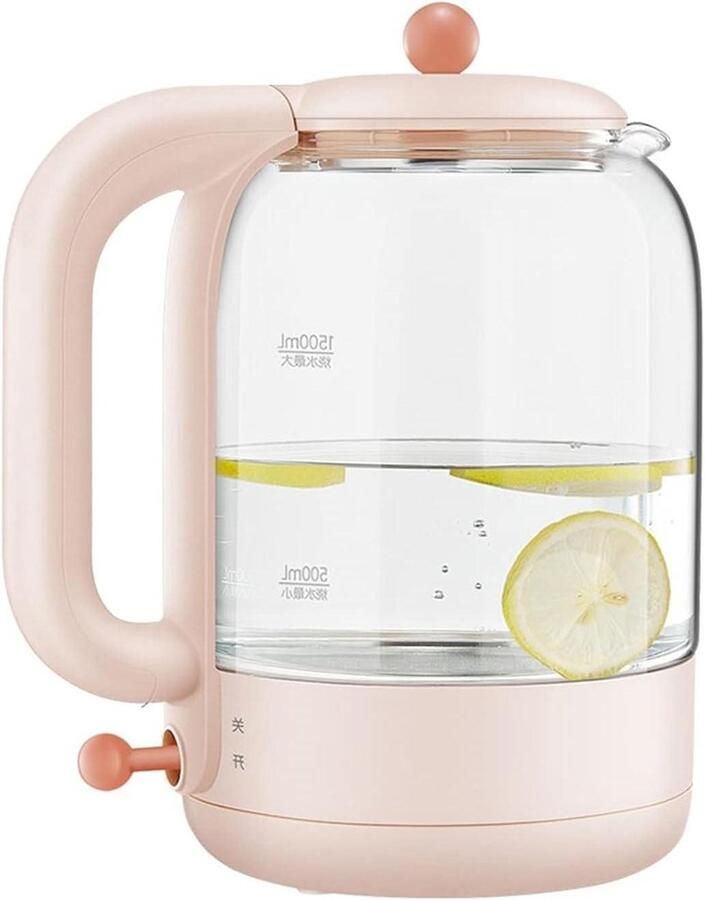 Elektrische Waterkoker Theepot Glas Snel Water Koken Precisie Temperatuurregeling 1.5 Liter Roze