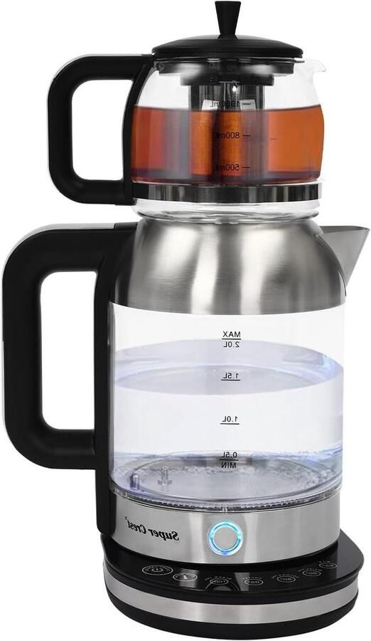 Elektrische Waterkoker Theepot Glazen Thee Zetten Temperatuurregeling 3 Liter Transparant