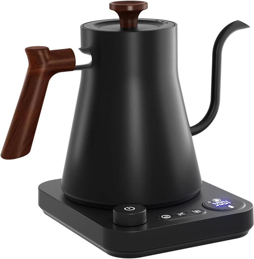 Elektrische Waterkoker Theepot Koffiezetter Precisie Thee Zetten Zwanenhals Tuit 1200 Watt Zwart