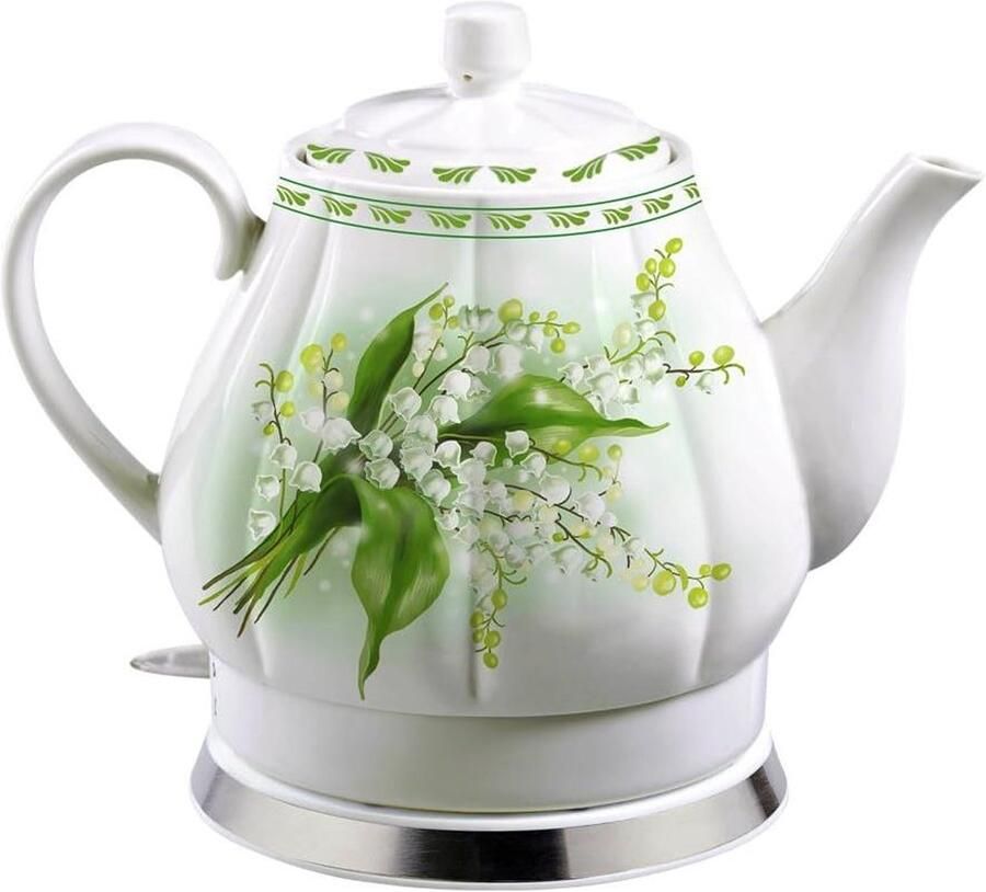 Elektrische Waterkoker Theepot Koker Water Koken Keramiek Motief 17 Liter Wit