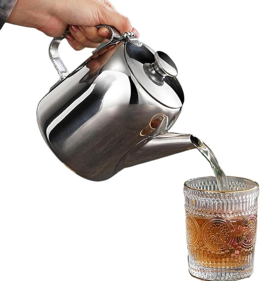 Elektrische waterkoker Theepot warmwaterketel Dranken serveren Druppelvrije uitloop 950 ml Zilver
