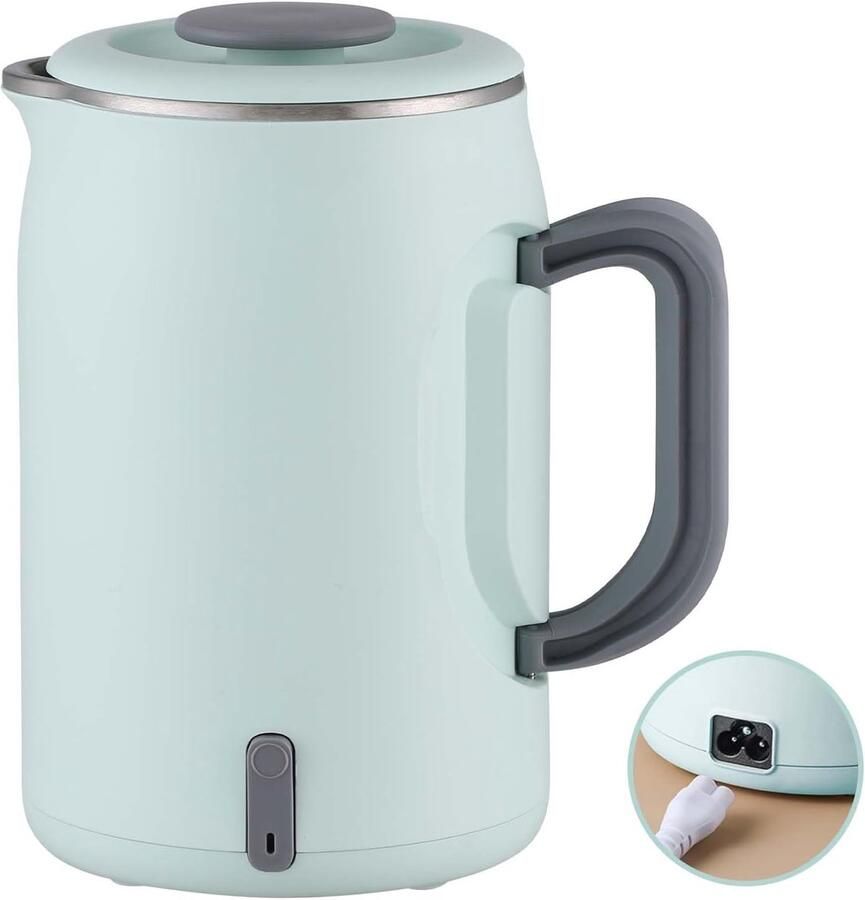 Elektrische waterkoker van 0 6 liter met inklapbaar handvat 400W draagbare reiswaterkoker gemaakt van BPA-vrij 304 roestvrij staal bediening met één knop Geschikt voor kamperen kantoor reizen en reizen met een camper