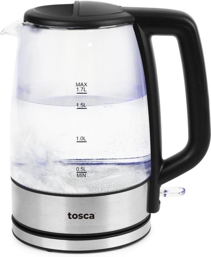 Elektrische waterkoker van glas 1 7 l (BPA Free) glazen ketel 2200 W met blauw ledlicht professionele -bediening draadloze elektrische waterkoker 360° automatische