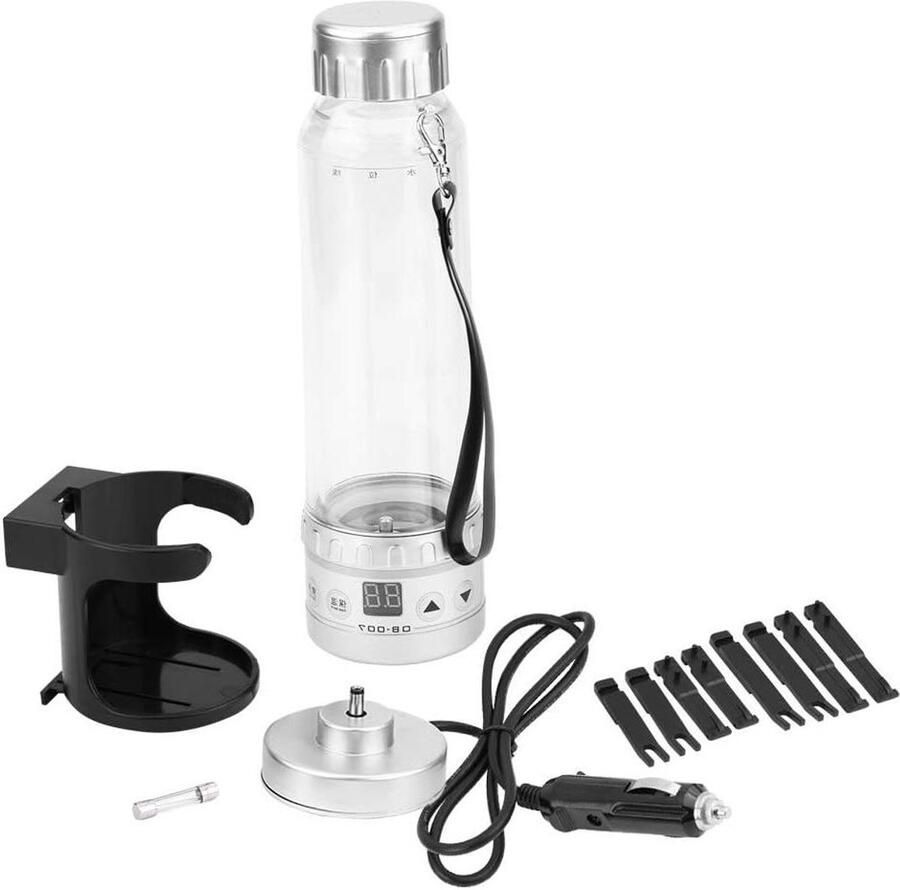 Elektrische Waterkoker Verwarmde Kop Auto Reizen Intelligent Besturingssysteem 280ml Capaciteit Zilver