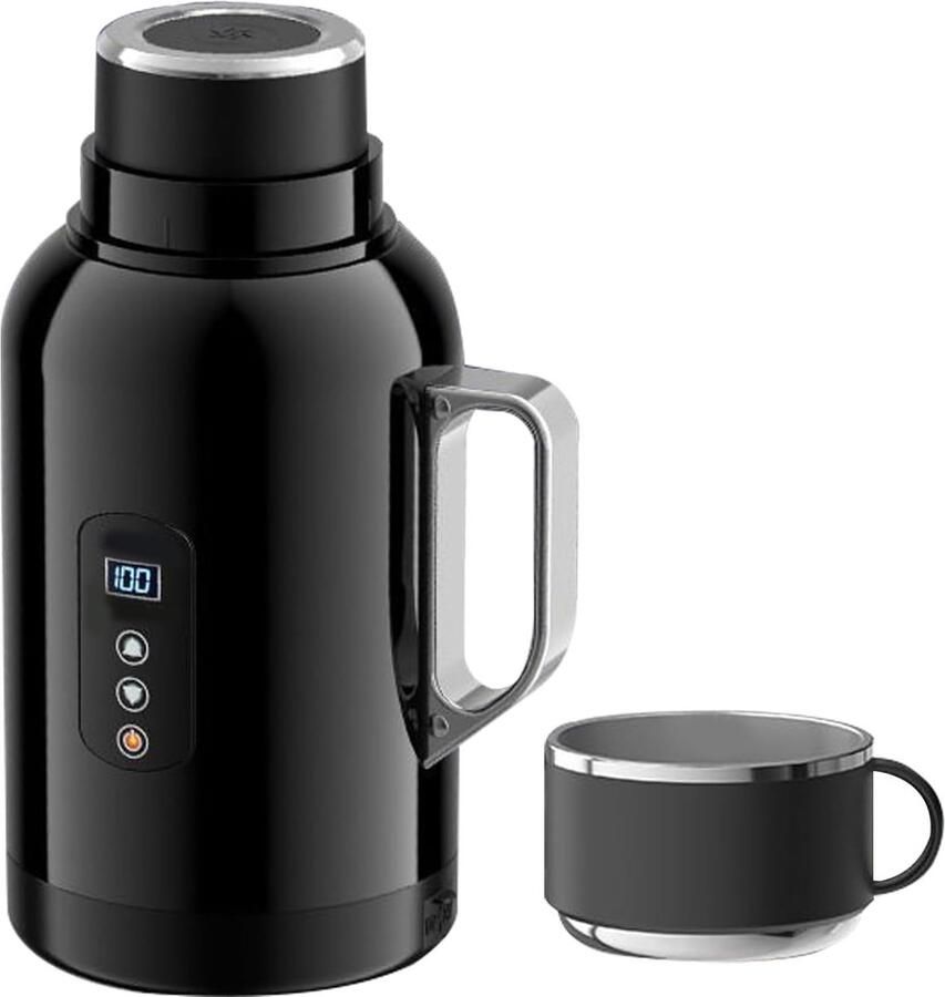 Elektrische Waterkoker Verwarmingspot Auto Reizen Onderweg Snel Koken 1500 ml Zilver