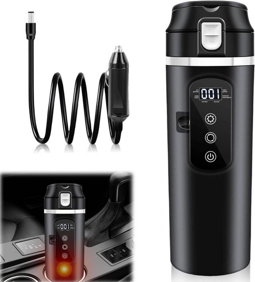 Elektrische Waterkoker voor Auto 24 V 12 V Verwarmde Waterkoker 500 ml Temperatuur Regelbaar LCD-display Voor Auto Vrachtwagen Reizen en Camping