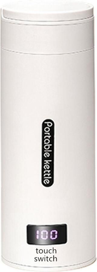 Elektrische waterkoker voor onderweg 380 ml 3-in-1 instelbare temperatuur roestvrij staal 304 automatische sluiting voor thee melk koffie（Wit）