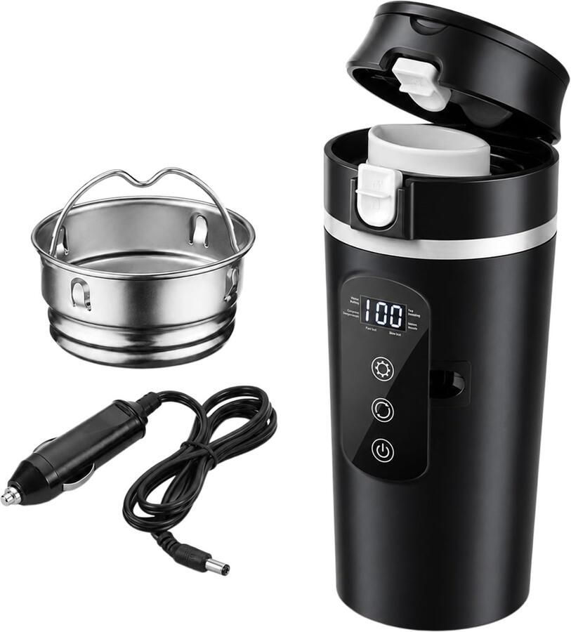 Elektrische waterkoker voor op reis 500 ml roestvrij staal lcd-temperatuurdisplay snel verwarmen tot 100 °C ShopVlot
