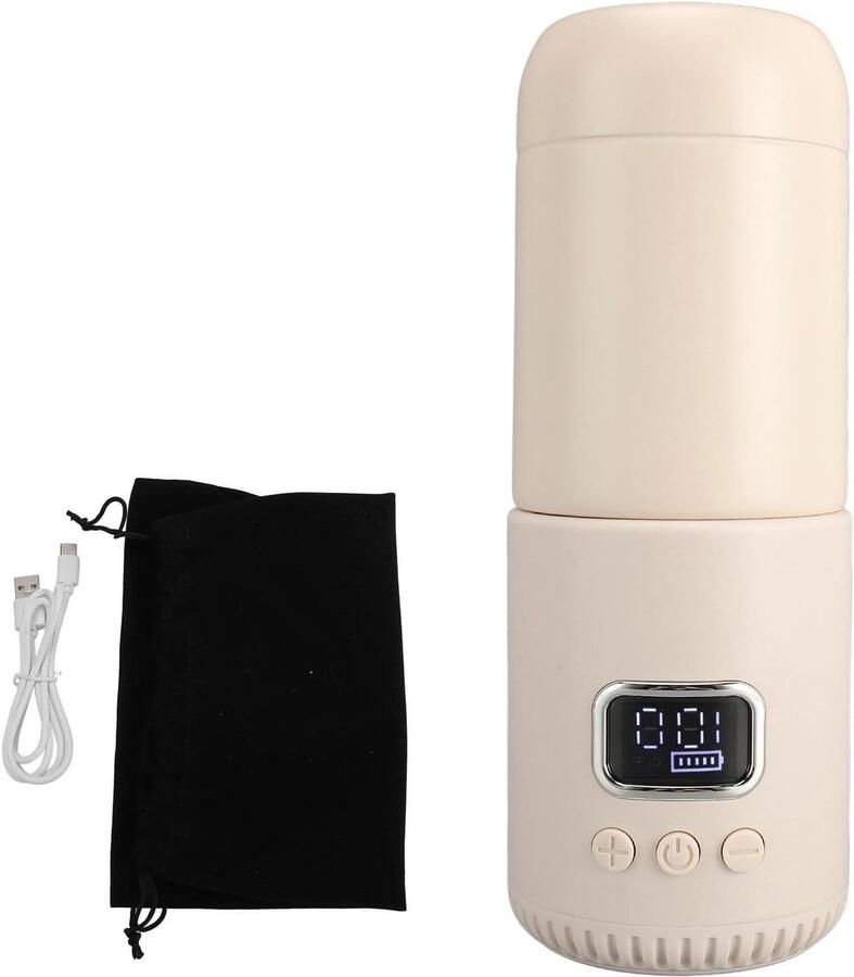 Elektrische waterkoker voor op reis draadloos 18.000 mAh oplaadbaar 400 ml 55 °C snel verwarmen reisketel met warm water voor melk elektrische waterkoker