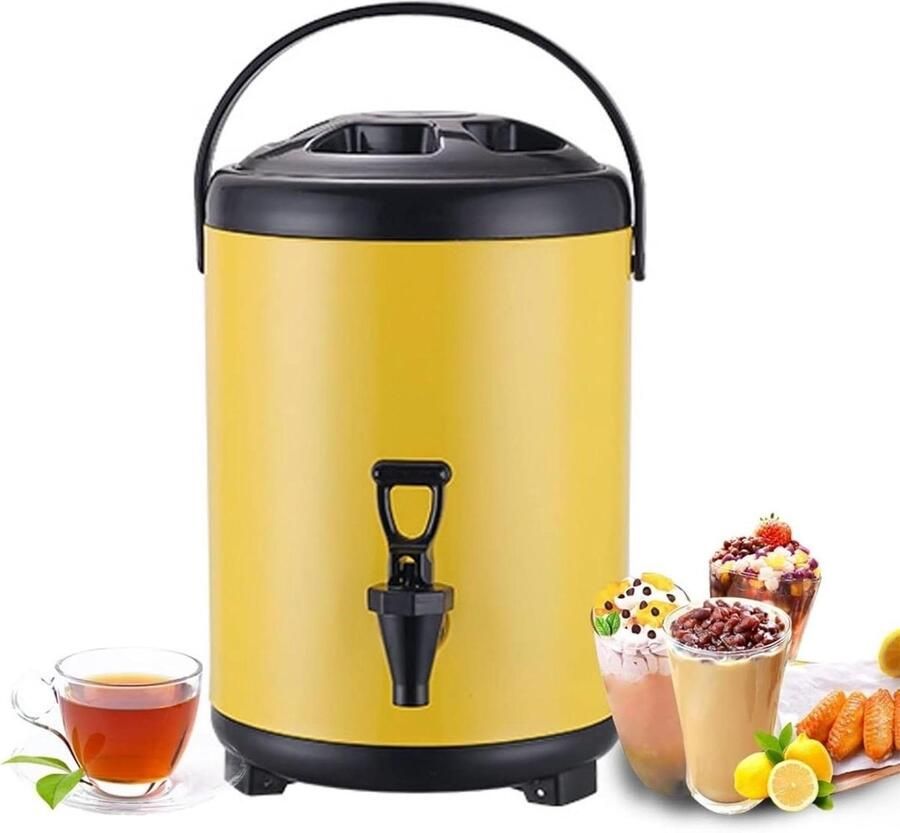 Elektrische Waterkoker Warmhoudkan Drank Dispenser Warme Dranken Serveren Dubbele Isolatie Roestvrij Staal 12 Liter Geel
