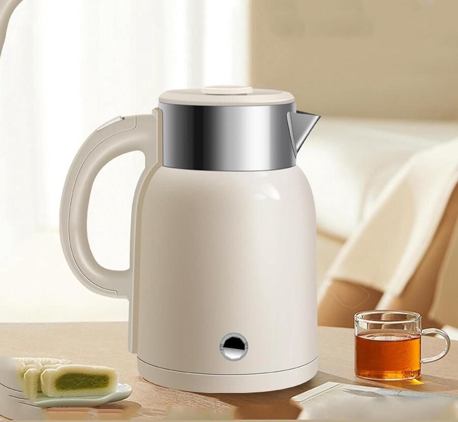 Elektrische Waterkoker Waterketel Kookketel Snel Water Koken Dubbel Geïsoleerd 2 Liter Beige