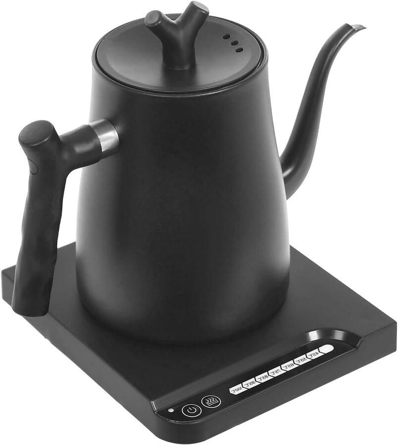 Elektrische Waterkoker Waterketel RVS Thee en Koffie Maken Temperatuurregeling 1 Liter Zwart