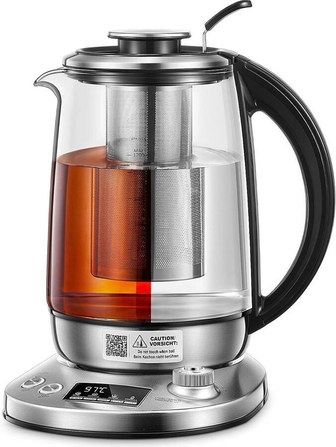 Elektrische Waterkoker Wit 1 7 l Glazen Waterkoker met 9 Temperatuurinstellingen Voor Thee en Koffie