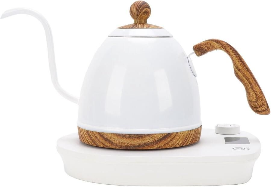 Elektrische Waterkoker Zwanenhals Kan Koffie Thee Zetten Temperatuurregeling 40-100°C 600ml Capaciteit Zilver