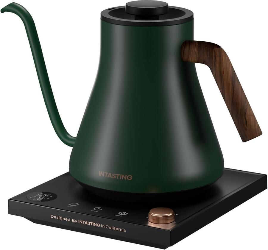 Elektrische waterkoker Zwanenhals ketel Filterkoffie zetten Temperatuurregeling nauwkeurig 0.65 L Jagergroen