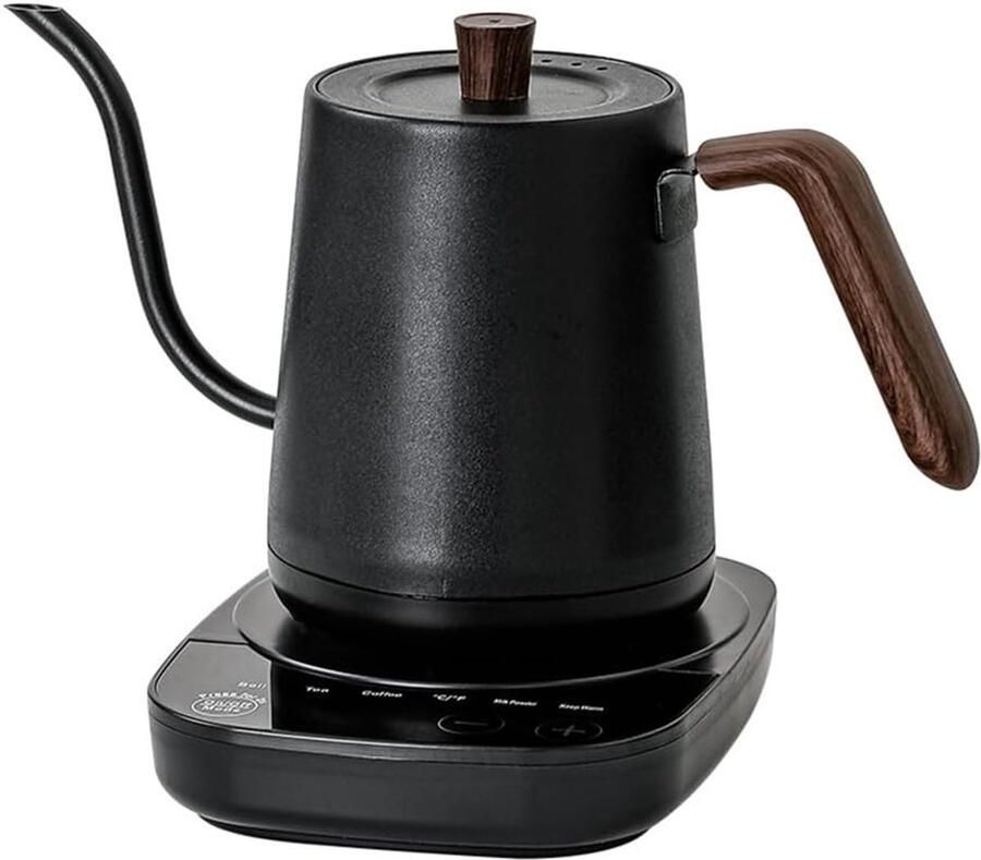 Elektrische Waterkoker Zwanenhals Ketel Koffie Thee Zetten Temperatuurregeling 1 Liter Zwart