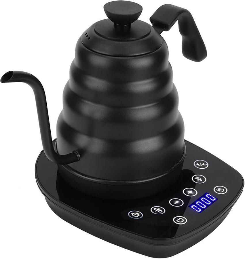 Elektrische Waterkoker Zwanenhals Ketel Koffie Thee Zetten Variabele Temperatuur 1200 Milliliter Zwart