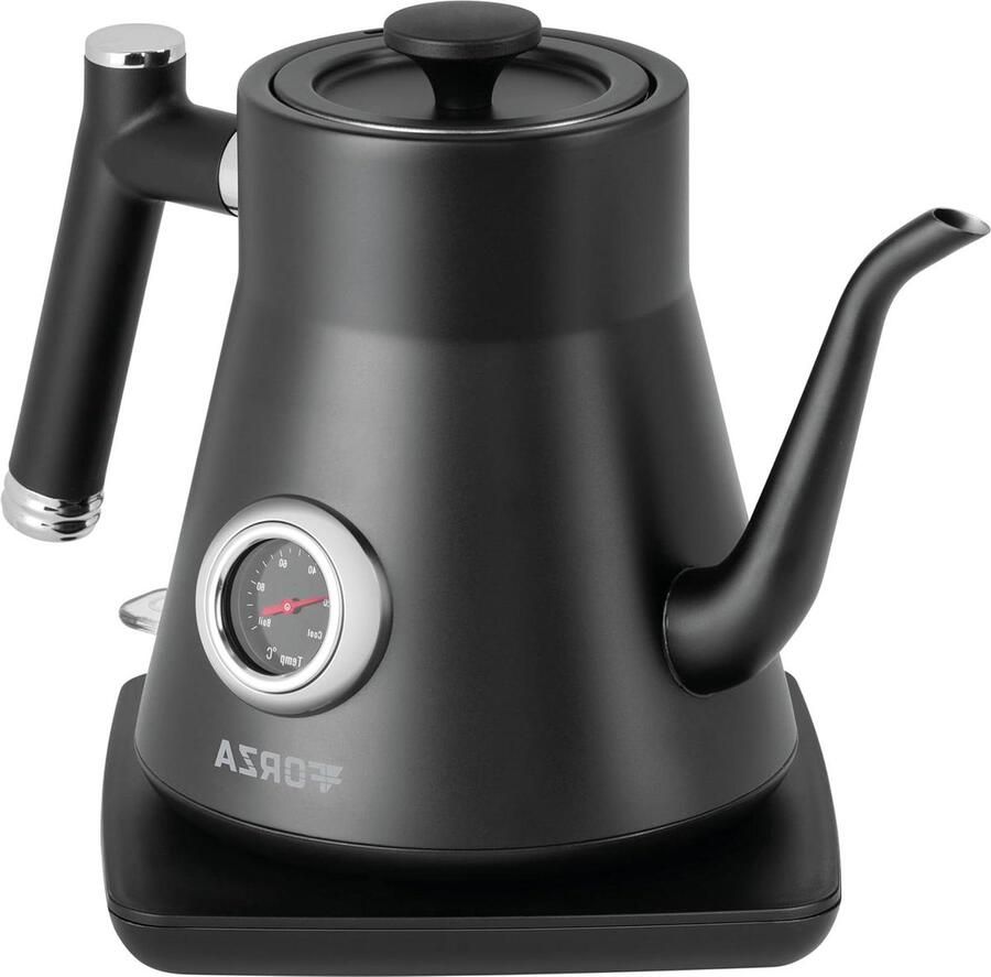Elektrische waterkoker Zwanenhals ketel Koffie zetten Ingebouwde thermometer 08 liter Matzwart