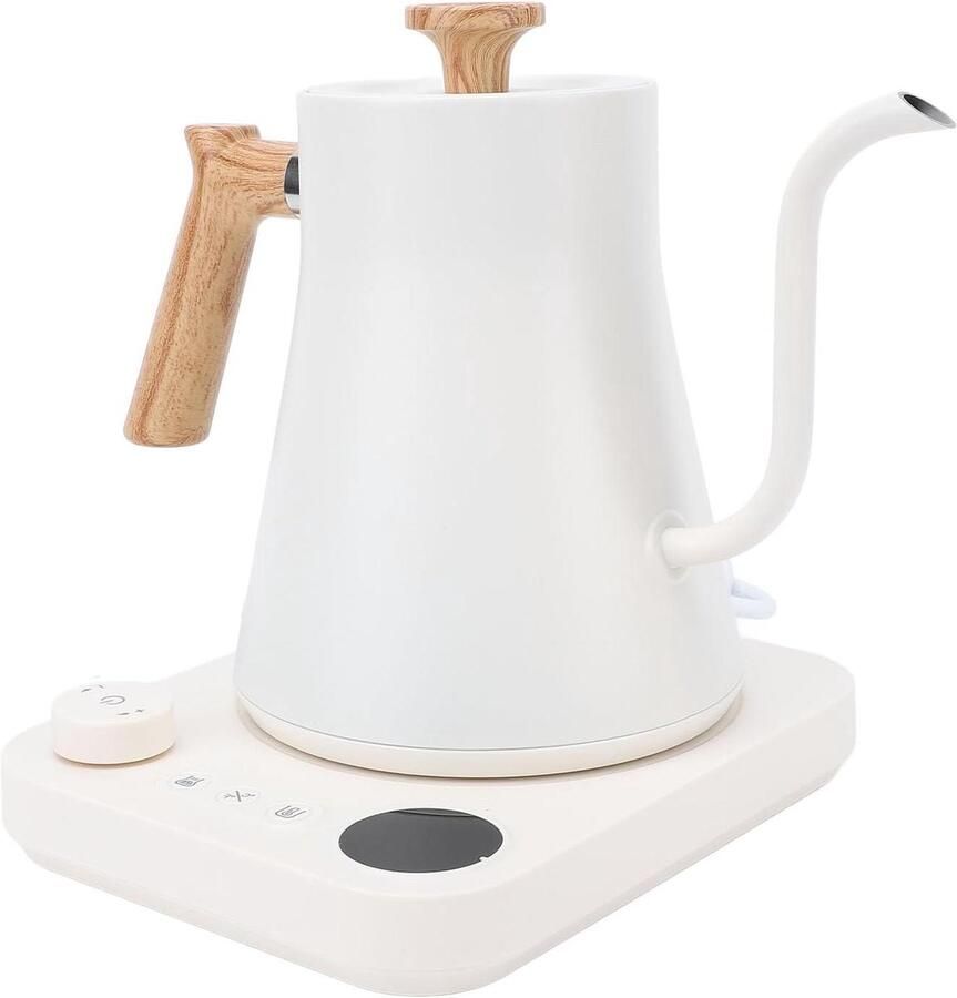 Elektrische waterkoker Zwanenhals ketel Koffie zetten Instelbare temperatuur 900 ml Wit