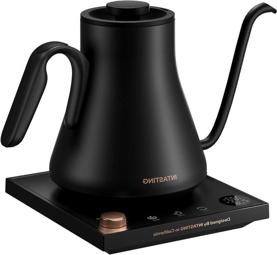 Elektrische waterkoker Zwanenhals ketel Precieze dranken maken Constante temperatuurregeling 09 liter inhoud Zwart