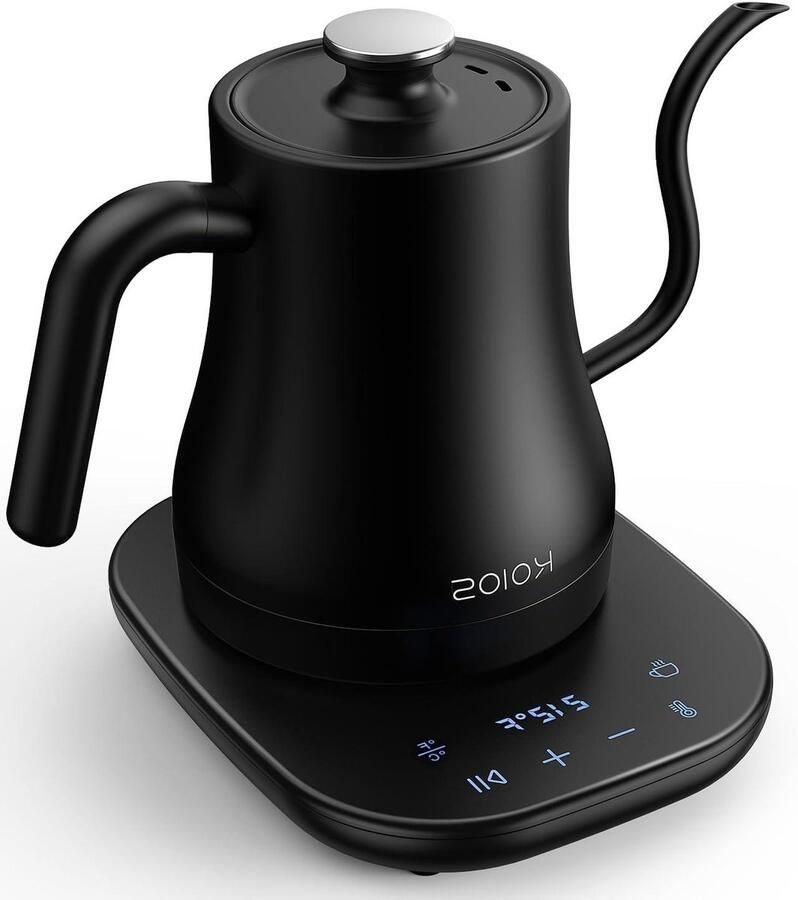 Elektrische waterkoker Zwanenhals waterkoker Thee en koffie zetten Temperatuurregeling 08 liter Mat zwart